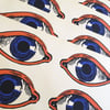 1960s Screen Printed Eyes Sticker Sheet