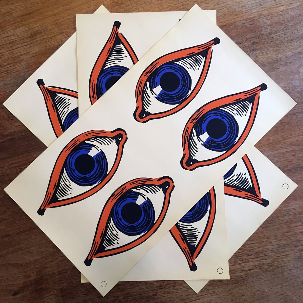 1960s Screen Printed Eyes Sticker Sheet