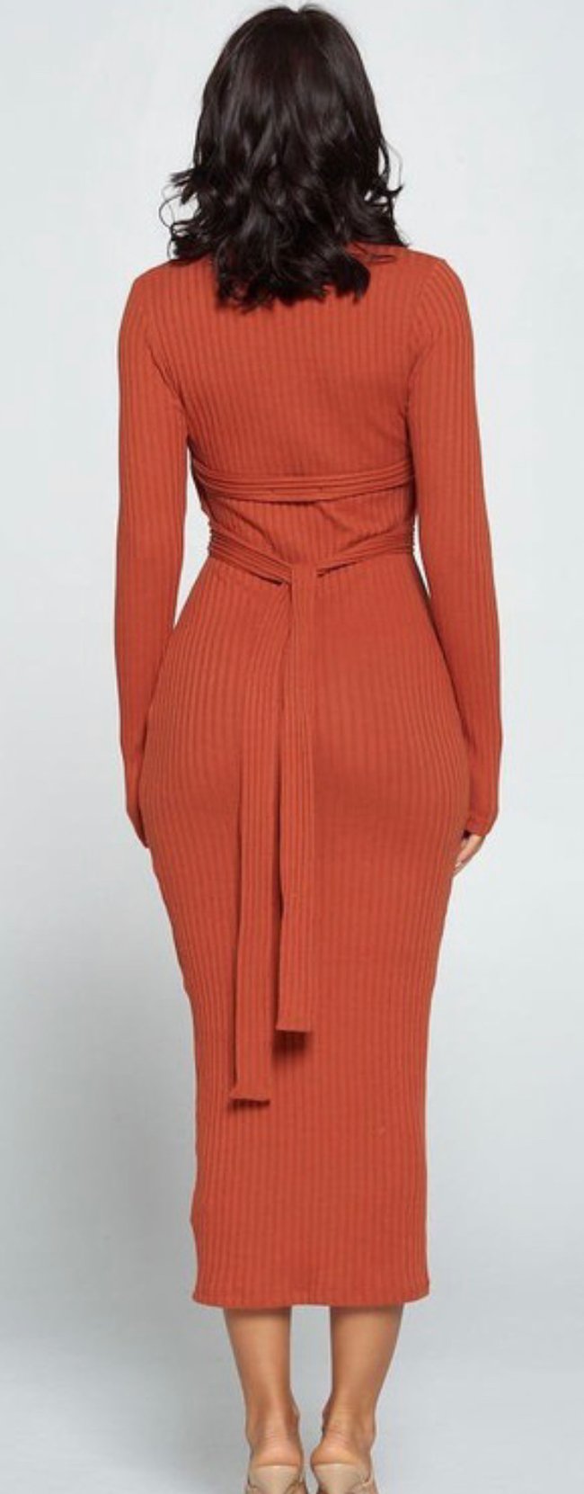 Rust Knitted Dress Glitz N Glam