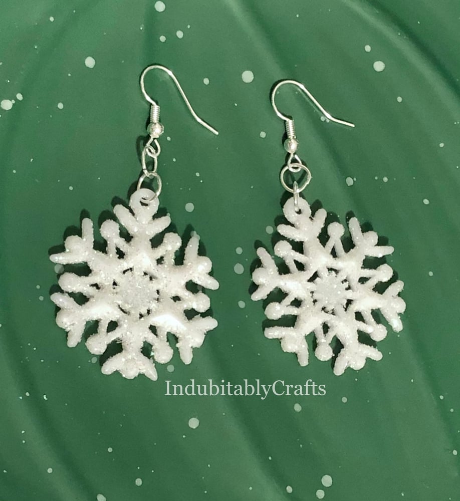 Large Frosted Snowflake Earrings