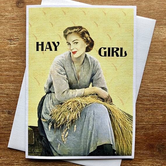 Hay Girl - Greeting Card - by Colossal Sanders
