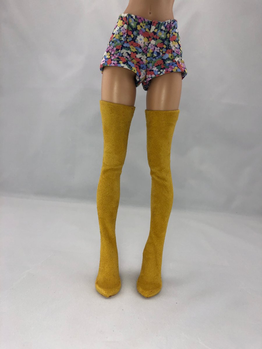 Mustard thigh top high boots
