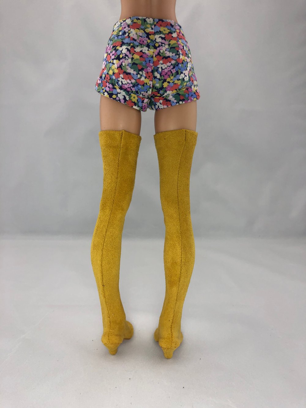 Mustard Suede Thigh High Boots: Minifee