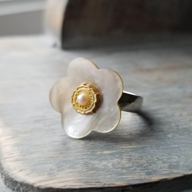 White Bloom Ring