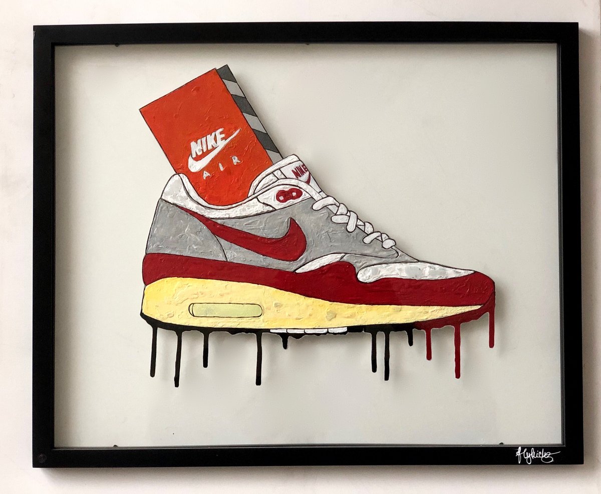 Air Max 1 17in x 21in Painted #AirMax1 canvas cut and framed in glass canva...