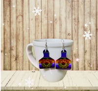 Image 2 of Serape Sunflower Ear Tag Earrings 