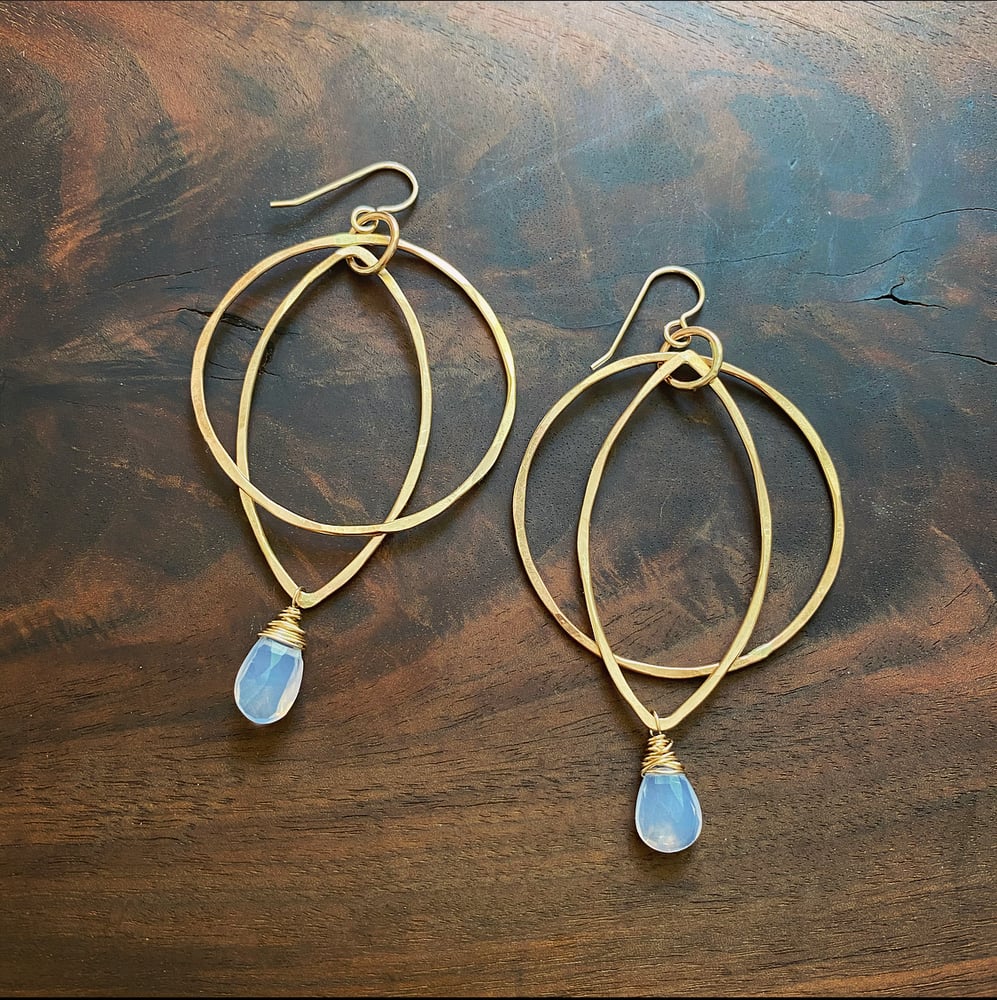 Image of Gold eclipse amethyst opal earrings 