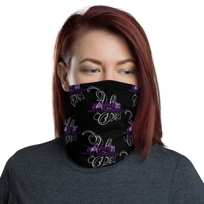 Image of YStress Stress-Free Purple and Black Neck Gaiter/Mask/Headband