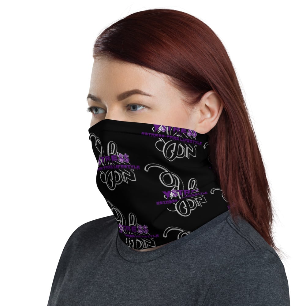 Image of YStress Stress-Free Purple and Black Neck Gaiter/Mask/Headband