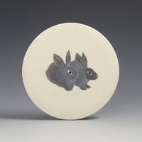 Image 1 of Woodland bunnies ceramic wall hanging 