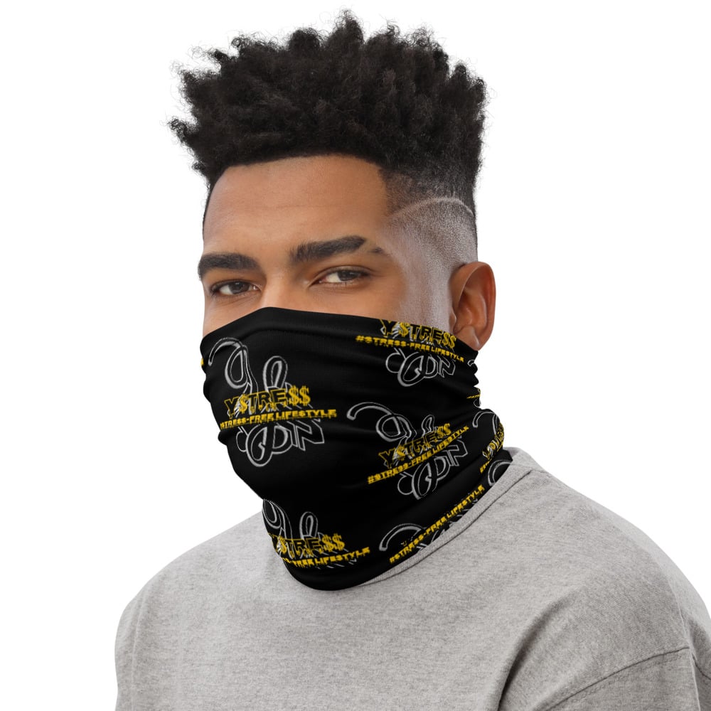 Image of YStress Stress-Free Black and Yellow Neck Gaiter/Mask/Headband 
