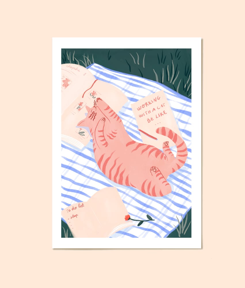 Image of Working with a cat - A4