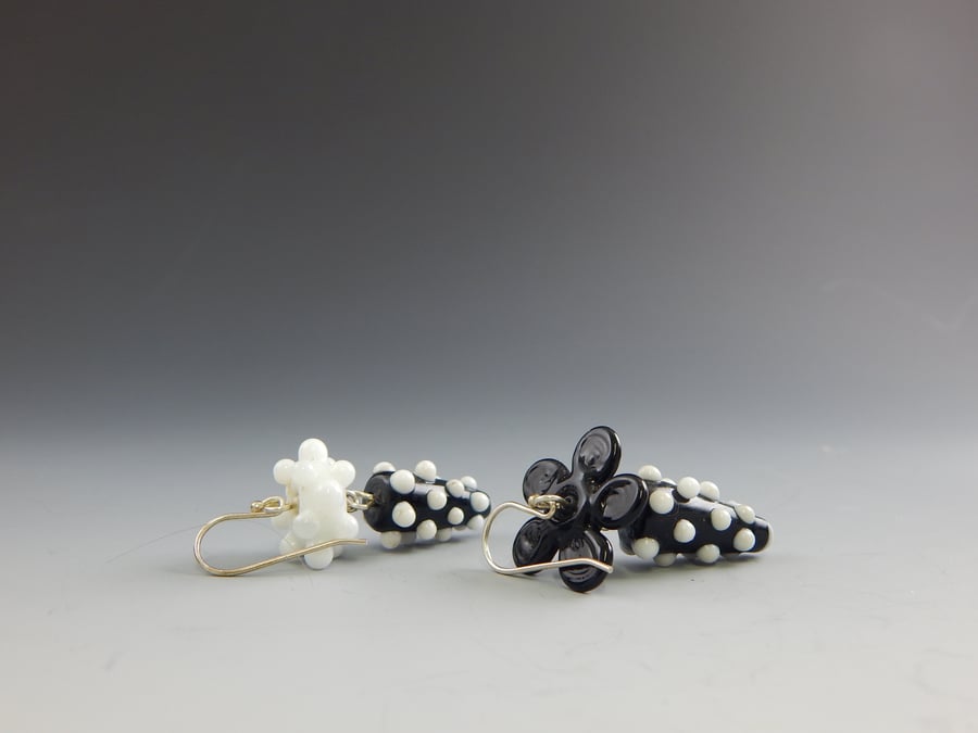 Image of Artisan Glass • Black & White Dangles