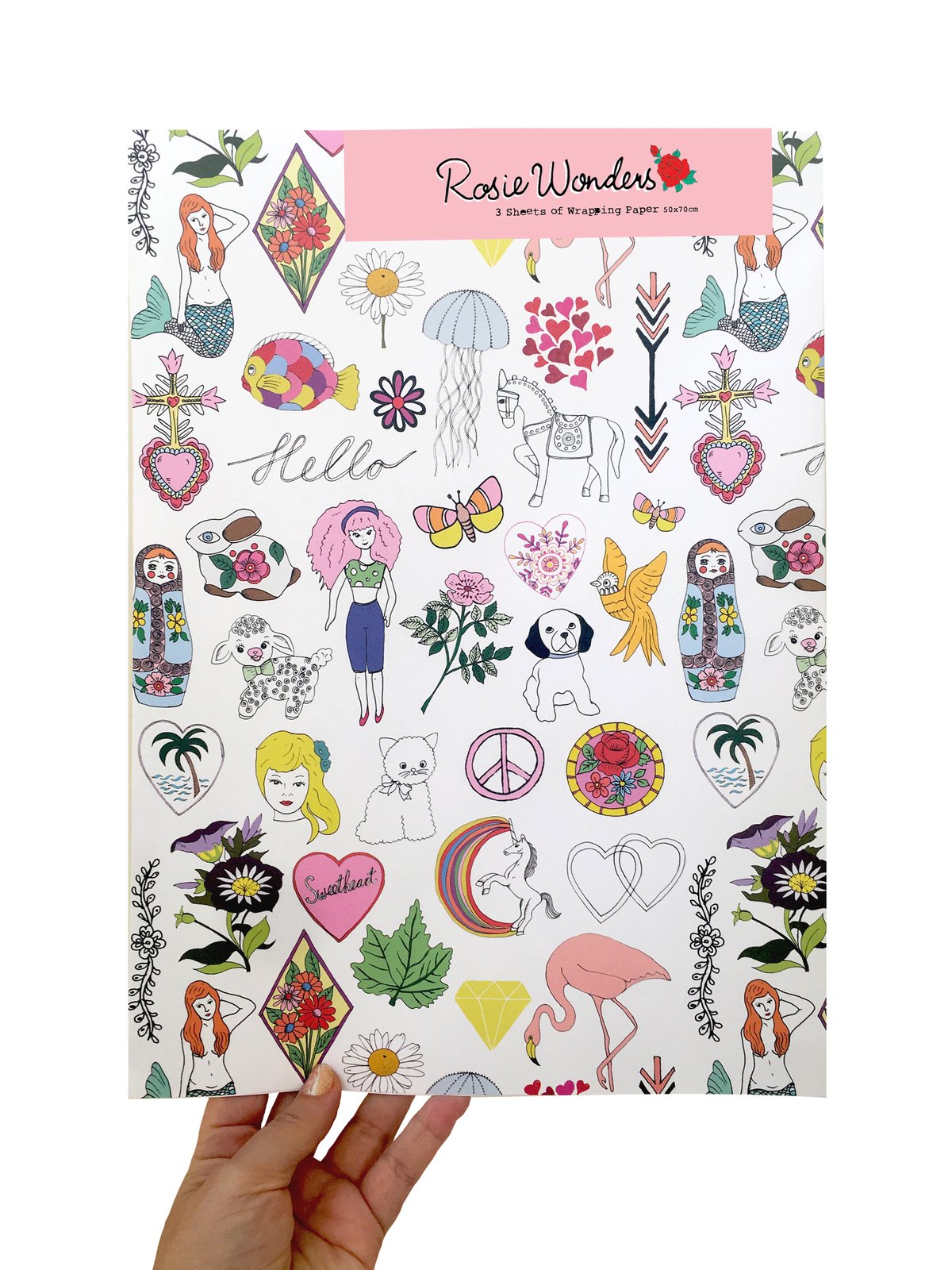 Rosie Wonders Hello Girls Wrapping Paper 