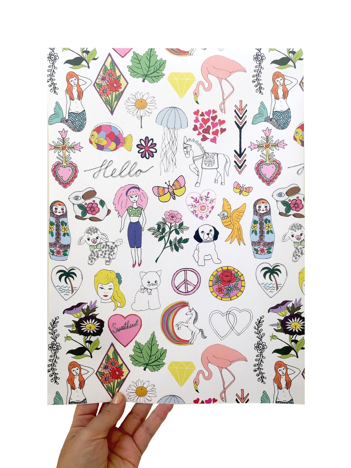 Rosie Wonders Hello Girls Wrapping Paper 