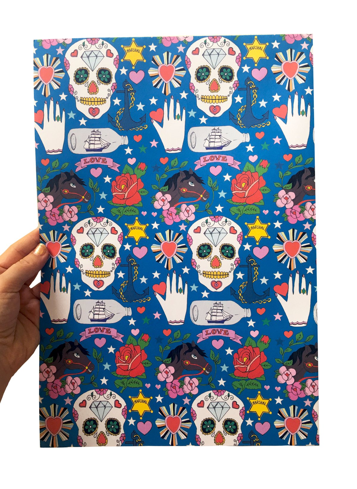 Skull Tattoo Wrapping Paper Rosie Wonders