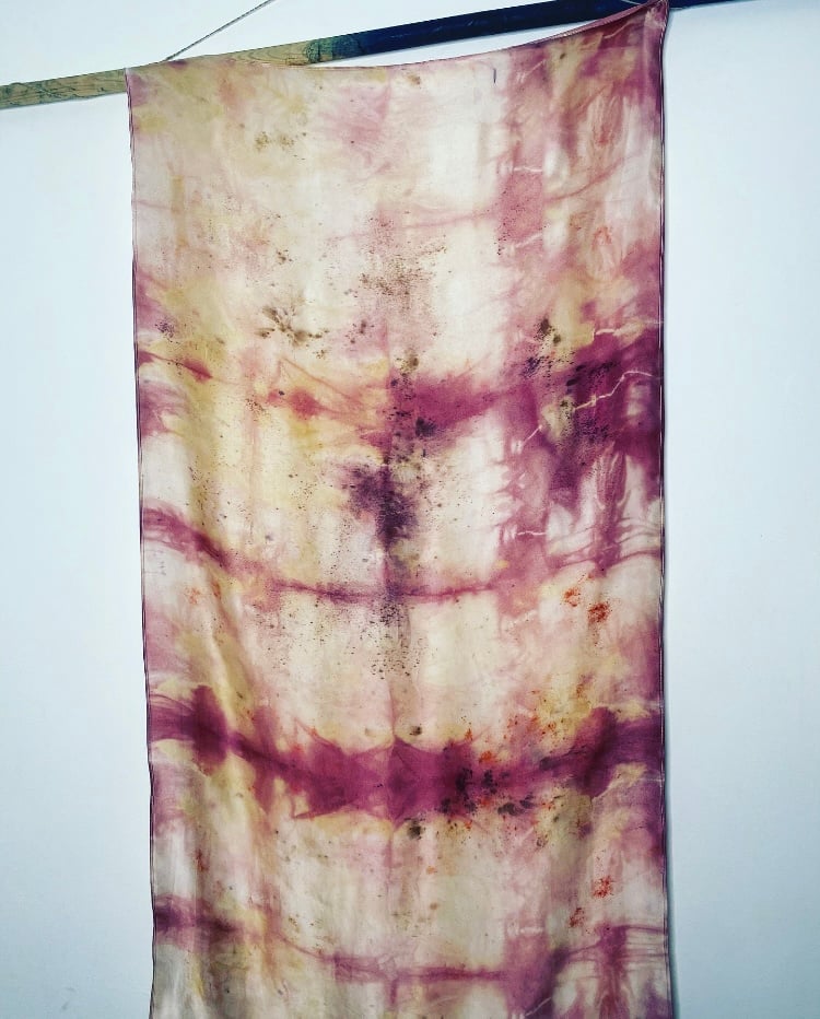 Image of Silk Scarf: Lac, madder, logwood + walnut dyed 