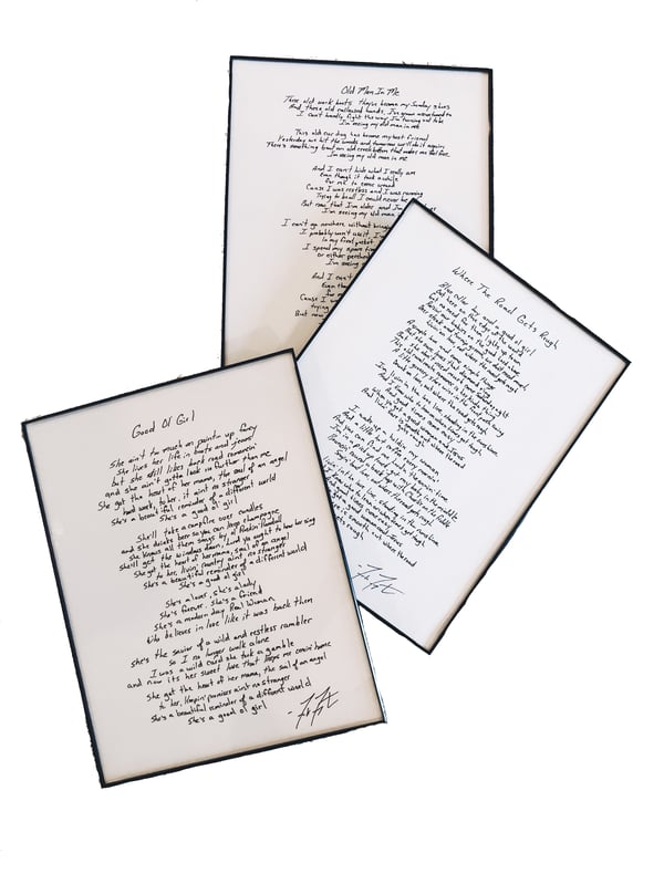 Image of Framed Song Lyrics Handwritten by FF