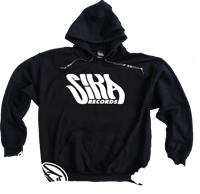 Image 1 of SIKA Records Black hooded sweater with White/Black/Pink print + camo draw string