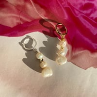 Pearl and bead stacked hug hoop