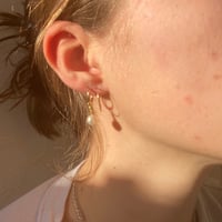 Pearl drop hug hoops