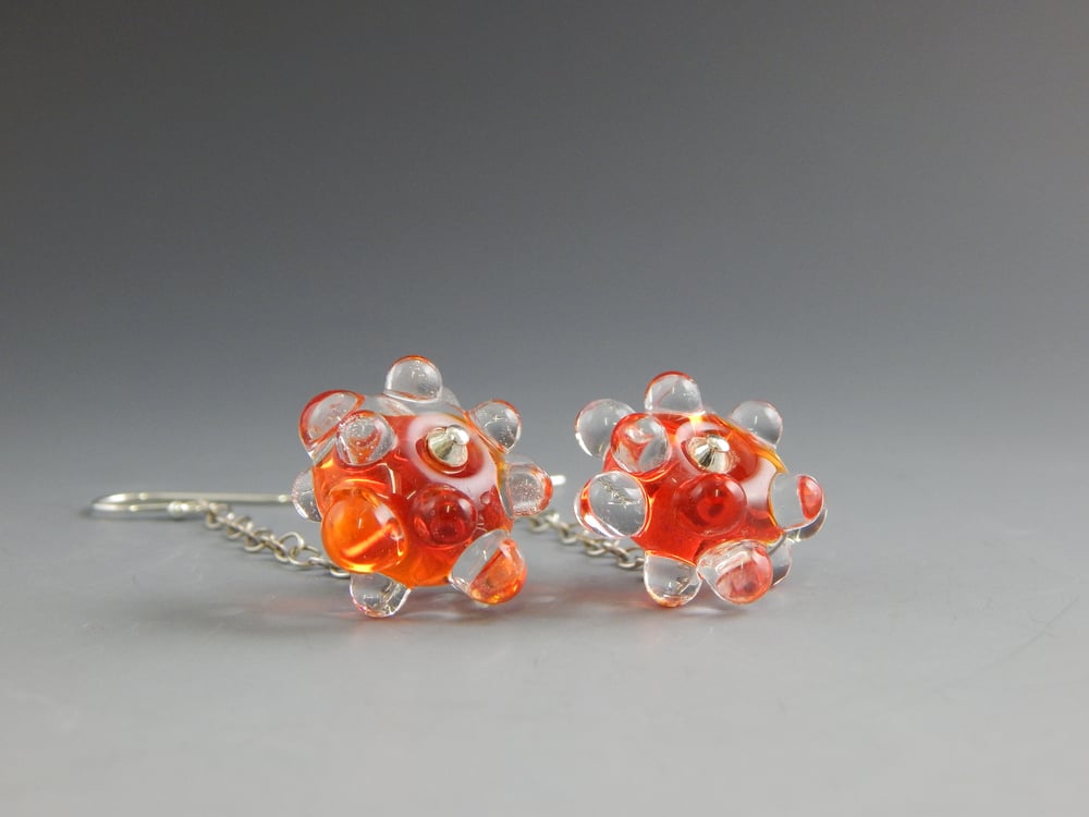 Image of Artisan Glass • Raised Dot Orange Dangles