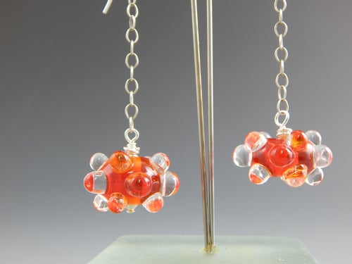 Image of Artisan Glass • Raised Dot Orange Dangles