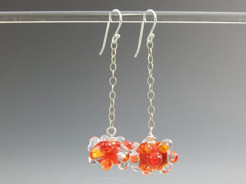 Image of Artisan Glass • Raised Dot Orange Dangles