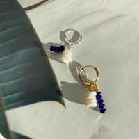 Navy Shell Hug Hoops
