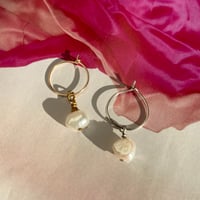 Pearl drop mini hoops