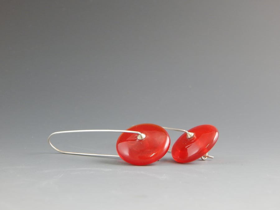 Image of Artisan Glass • Red Disk Earrings