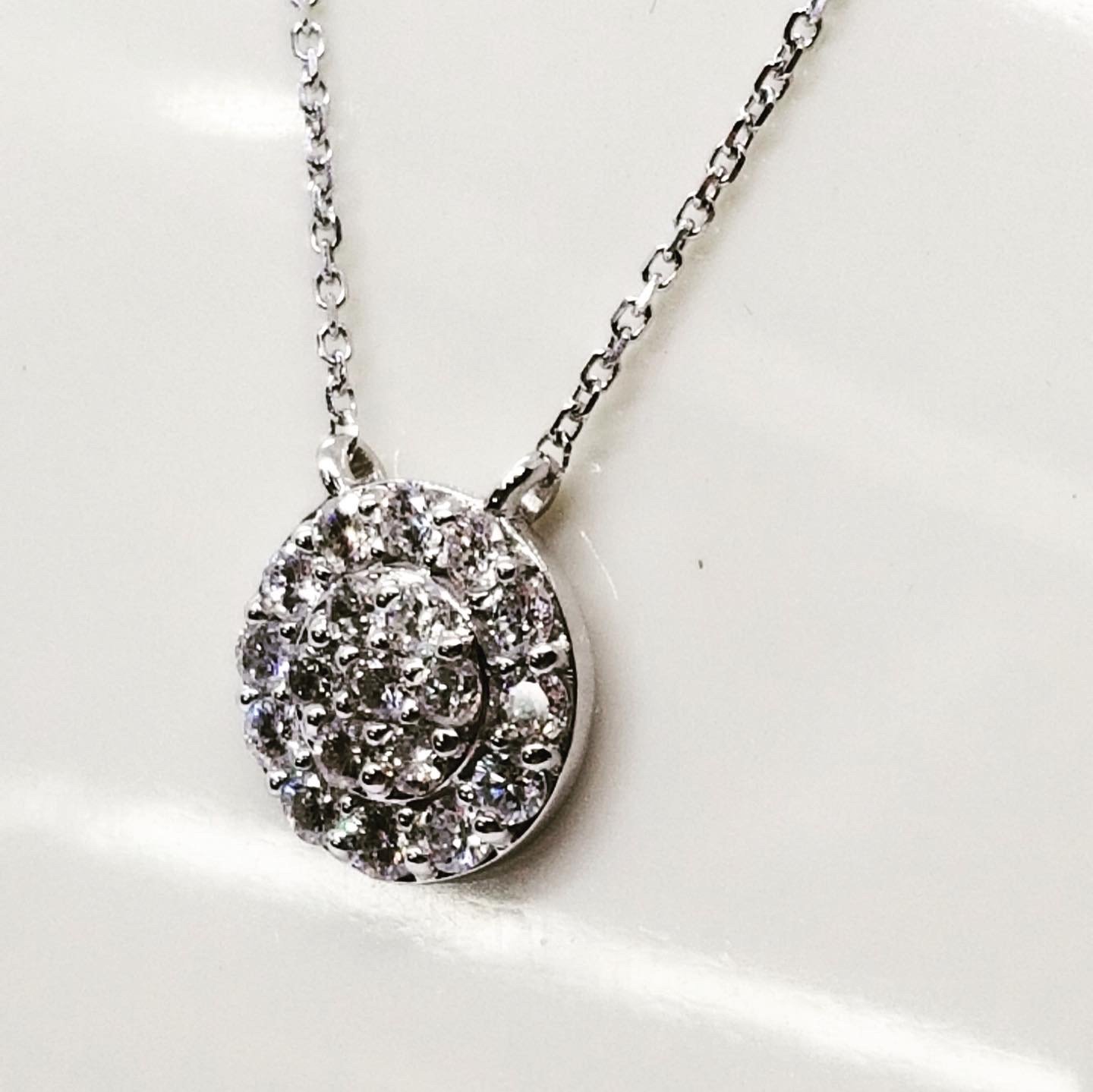 1/4 Carat Round Diamond Cluster Pendant Necklace in 10K White Gold