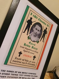 Image 3 of Kevin Barry Memorial Card Framed.