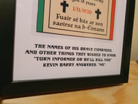 Image 4 of Kevin Barry Memorial Card Framed. 