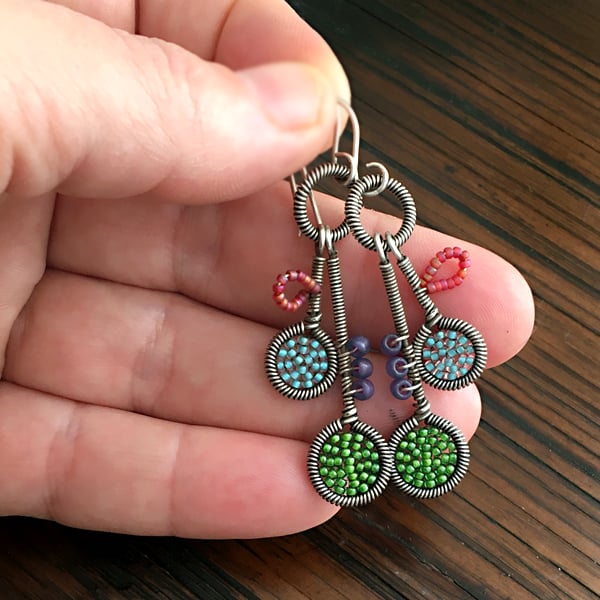 Image of Whimsy Earrings in Kelly and Turquoise