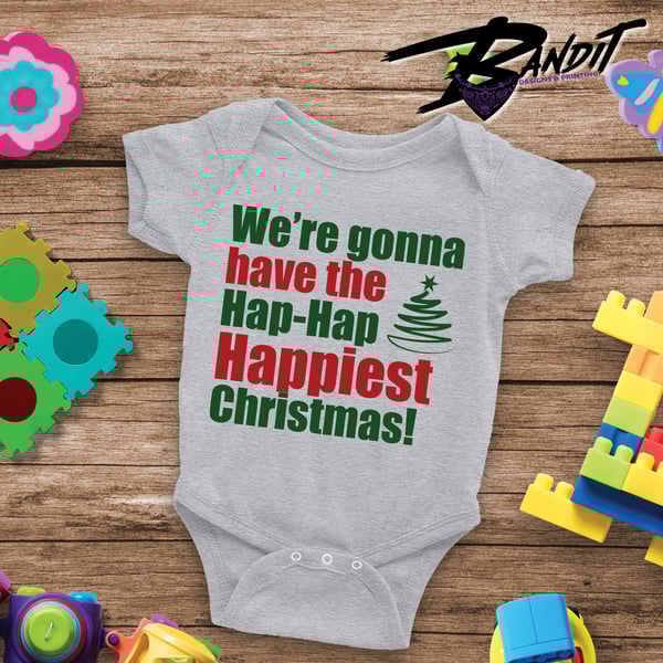 Image of Hap-Hap Happiest Christmas Custom Baby Onesie
