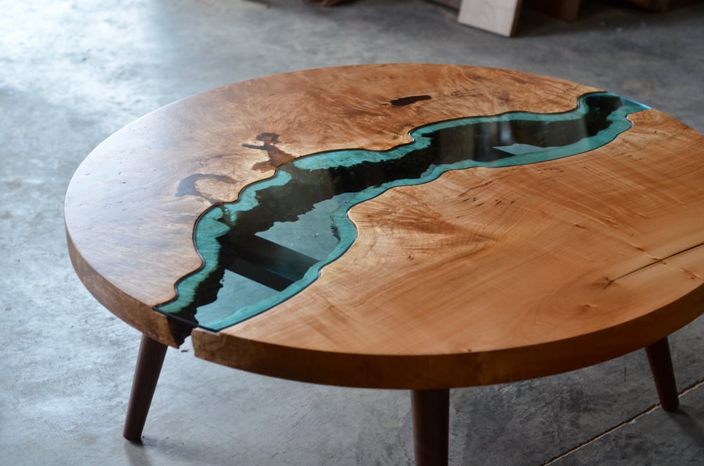 Image of round river coffee table