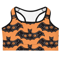 Image 1 of Orange 3 eyed Bats Sports bra