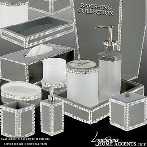 Image of Ravishing Swarovski Crystal Gold or Silver Bathroom Accessories