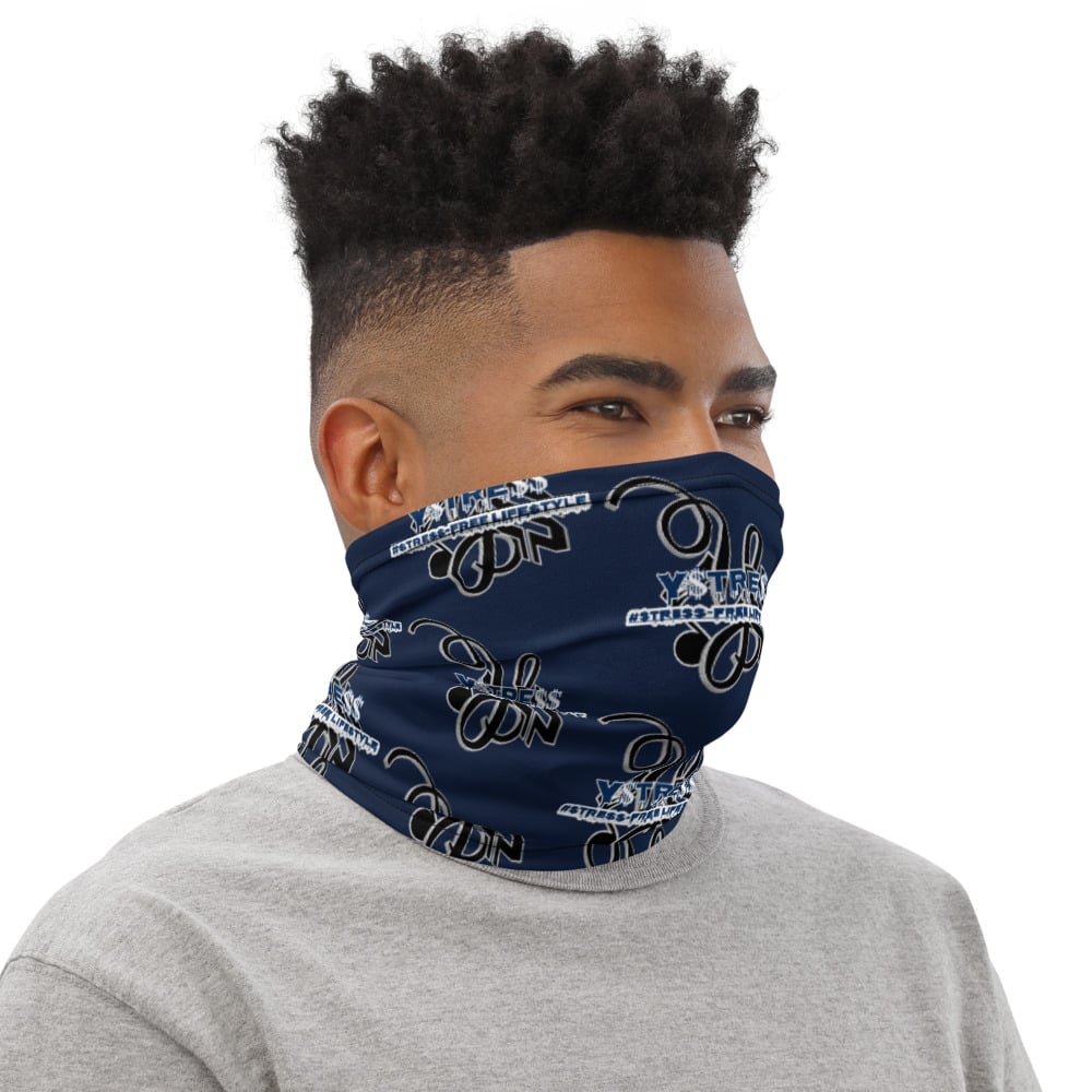 Image of YStress Stress-Free Navy Blue and Black Neck Gaiter/Mask/Headband