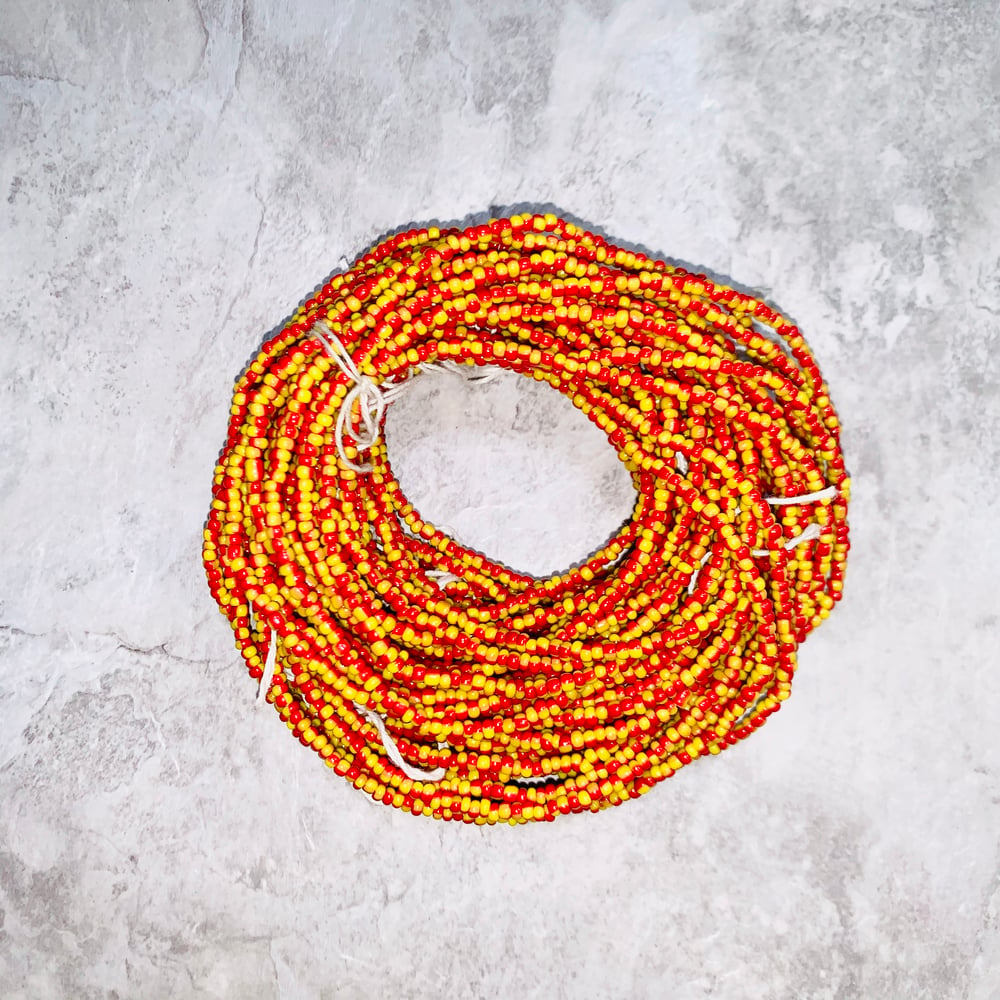 Image of Yellow and Red  XL Tie Waist bead 