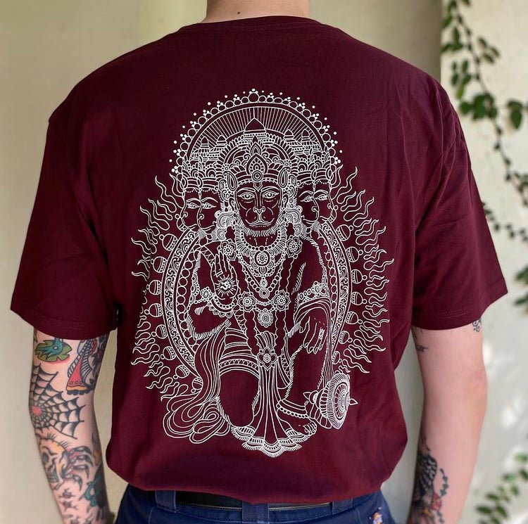 Sacred Monkey Tee / Oxblood + Bone