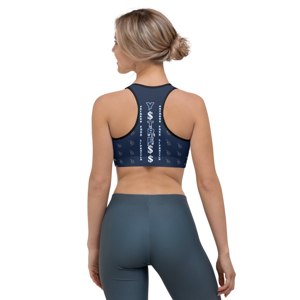 Image of YStress Exclusive Navy Blue and Black Sports bra