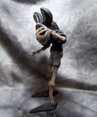 Image 3 of Scary Gary bag of bones Skeleton, with bunny ears polymer clay sculpture