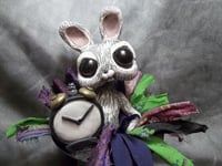 Image 1 of Tick Tock White Rabbit in a top hat polymer clay sculpture "Tikky Tikky Savy"