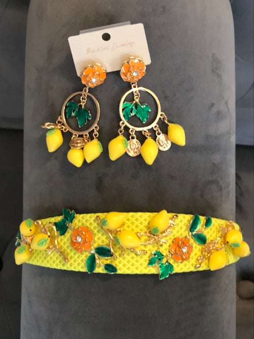 Image of Lemon Headband and Earrings Set