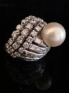 RETRO 1970S 14CT NATURAL CULTURED PEARL AND DIAMOND 3.00CT DESIGNER RING 11G