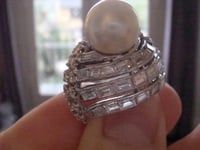 Image 5 of RETRO 1970S 14CT NATURAL CULTURED PEARL AND DIAMOND 3.00CT DESIGNER RING 11G