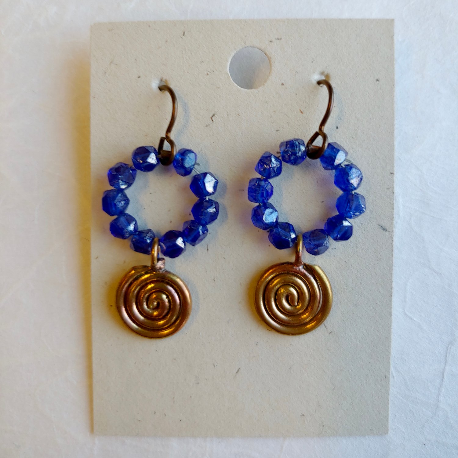 Image of Blue Circle and Spiral earrings