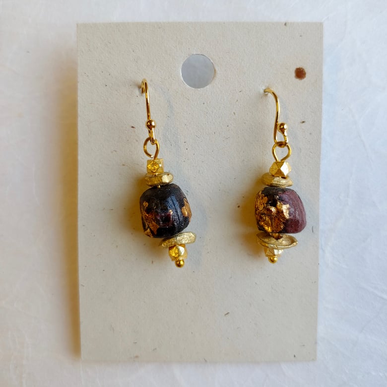 Image of Buddha and gold plated earrings